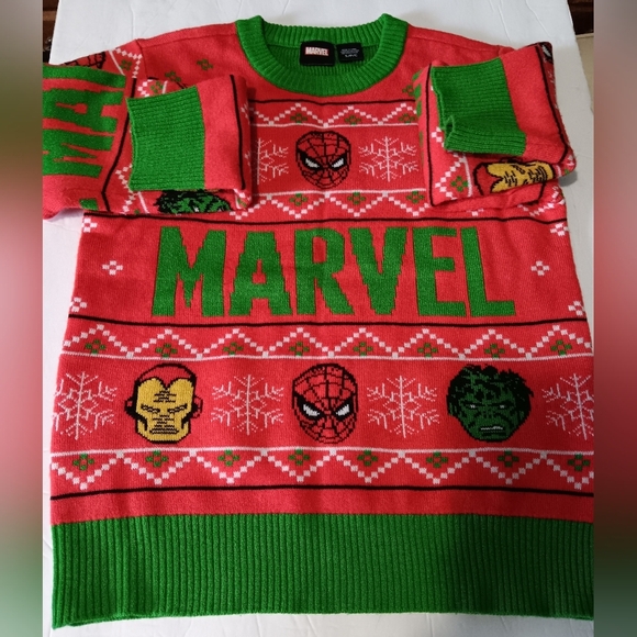 Marvel Other - Kids Marvel Christmas Sweater Size Small W/ Iron Man Spiderman And Hulk